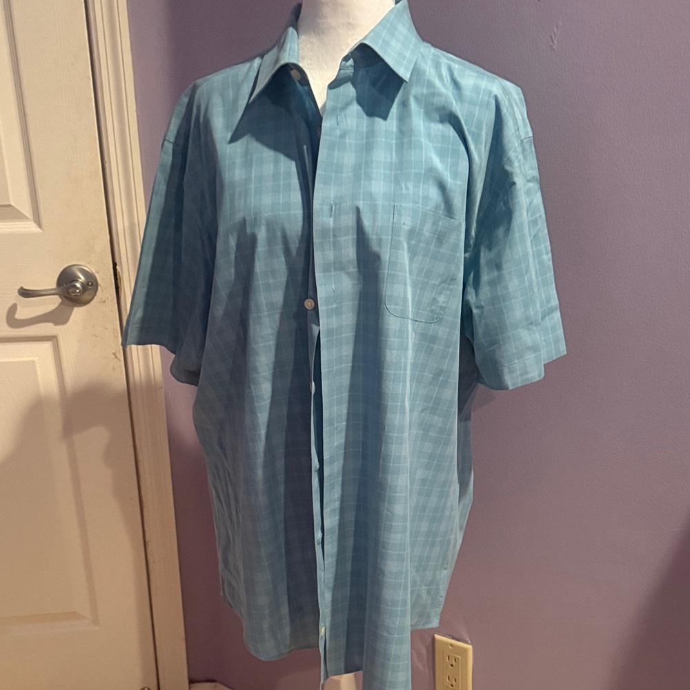 Van Heusen Light Blue Plaid Button Down Shirt